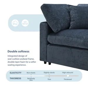 Modern Modular Cloud Sofa Bed, 6 Seat Chenille Sectional Couch Set With Ottoman, Free Combination, C