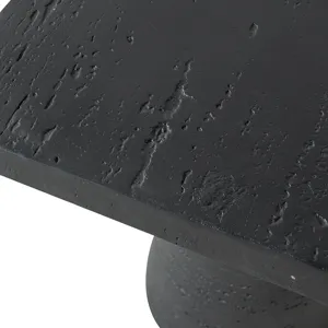 Square Side Table With Pedestal Base - Black