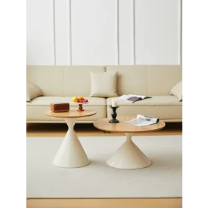 Round Coffee Table - Brown / White