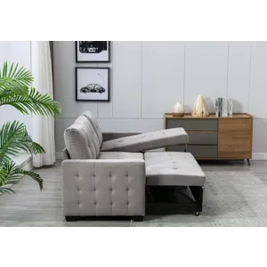 Reversible Sectional Storage Sleeper Sofa Bed, L-Shape 2 Seat Sectional Chaise With Storage, Skin-Fe