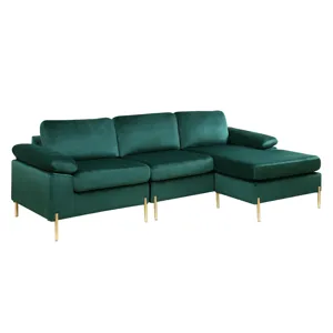 Shannon - Velvet Sectional Sofa With Chaise - Green