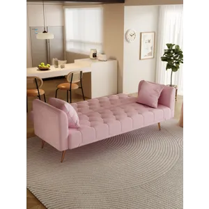 Convertible Double Folding Living Room Sofa Bed - Pink