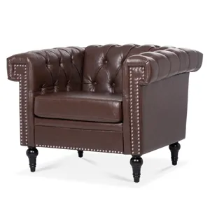 1 Seater Sofa For Living Room - Brown PU