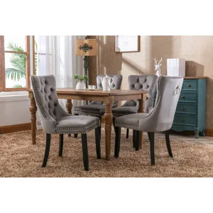Nikki - Modern, High-End Tufted Solid Wood Contemporary Velvet Upholstered Dining Chair With Wood Le