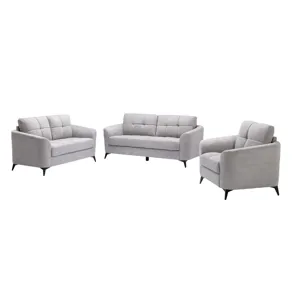 Callie - Woven Fabric Living Room Sofa, Loveseat, Chair (Set of 3) - Light Gray