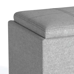 Rockwood - Cube Storage Ottoman with Tray - Cloud Grey