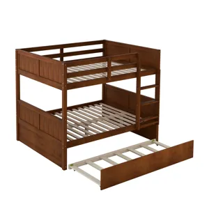 Full Over Full Bunk Bed With Twin Size Trundle - Walnut