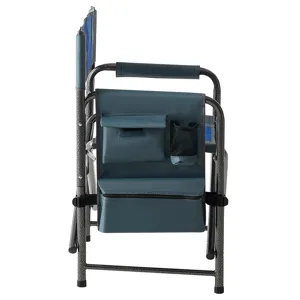 Padded Folding Outdoor Chair With Storage Pockets, Lightweight Oversized Directors Chair For Indoor,