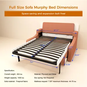 Morden Deisgn Vertical Murphy Bed With Sofa For Bedroom Or Guestroom White Wall Bed Space Saving Hid