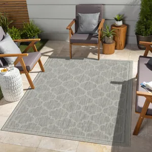 Sunshine - 2\'7\" X 7\'3\" Polypropylene Indoor / Outdoor Area Rug - Silver