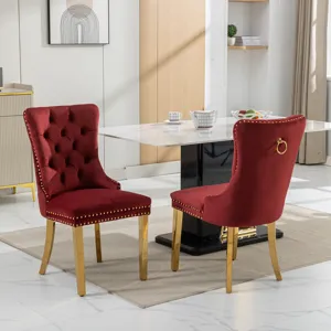 Nikki - Modern, High-End Tufted Solid Wood Contemporary Velvet Upholstered Dining Chair With Golden 