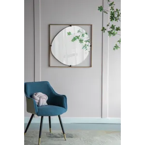 Poppy Mirror With Gold Metal Frame Contemporary Design For Bathroom, Entryway Wall Decor - Golden Black