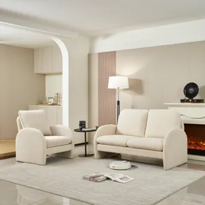 Loveseat Sofa Small Couch For Living Room, Sherpa Fabric Upholstered Loveseat Sofa Couch, Small Love