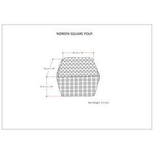 Noreen - Square Pouf - Light Blue / White