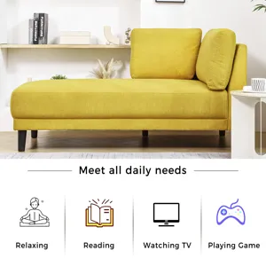 Mid-Century Modern Fabric Corner Lounge Chair, Upholstered Indoor Chaise Lounge For Bedroom, Office,