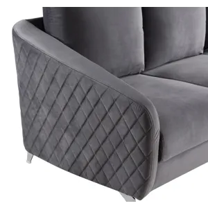 Sofia - Velvet Fabric Sofa, Loveseat Living Room (Set of 2) - Gray