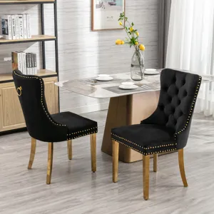 Nikki - Modern, High-End Tufted Solid Wood Contemporary Velvet Upholstered Dining Chair With Golden 