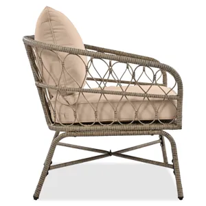 Bohemia-Inspired 4 Person Outdoor Seating Group With Removable Cushions, Conversation Patio Set With