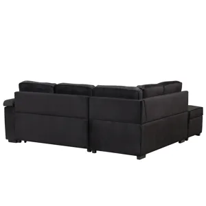 Sleeper Sofa Bed, 2 In 1 Pull Out Sofa Bed L-Shape Couch With Storage Ottoman For Living Room, Bedro