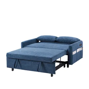 Pull Out Sleep Sofa Bed Loveseats Sofa Couch With Adjsutable Backrest, Storage Pockets, 2 Soft Pillo
