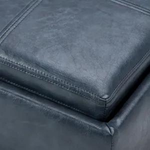 Rockwood - Cube Storage Ottoman with Tray - Denim Blue