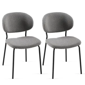 Boucle Dining Chairs, Dining Chairs With Metal Legs For Dining Room, Kitchen, Living Room (Set of 2)