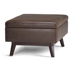 Owen - Coffee Table Storage Ottoman - Distressed Chestnut Brown