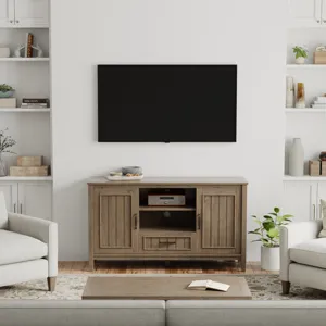 Lev - TV Media Stand - Smoky Brown