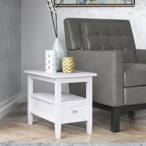 Warm Shaker - Narrow Side Table - White