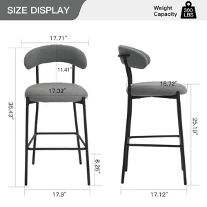 26\'\' Counter Height Bar Stools Teddy Fabric Cover Kitchen Island Counter Bar Stool With Black Powd