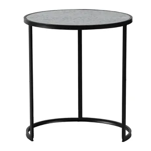 Round End Table, Stacking Side Tables With Sturdy Metal Frame For Small Space, Living Room, Office (