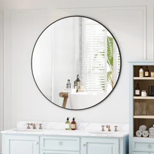 Wall Mirror Circular Mirror Metal Framed Mirror Round Vanity Mirror Dressing Mirror, For Bathroom, L