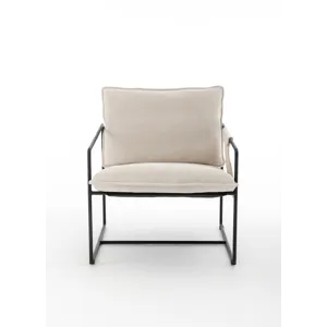 Upholstered Hanging Armchair With Arm Pocket Metal Frame, Crushed Foam Cushions And Skin-Friendly Br