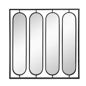 Large Four Oval Wall Mirror With Square Frame, Home Decor For Living Room, Bedroom, Entryway, Office