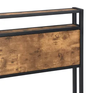 Full Size Metal Platform Bed Frame With Wooden Headboard And Footboard With USB Liner, No Box Spring