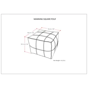 Manning - Square Pouf - Teal