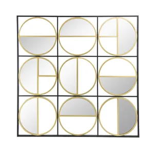 Eclectic Styling Metal Beaded Wall Mirror With Contemporary Design For Bedroom, Liveroom & Entryway 