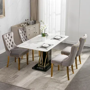 Nikki - Modern, High-End Tufted Solid Wood Contemporary Velvet Upholstered Dining Chair With Golden 