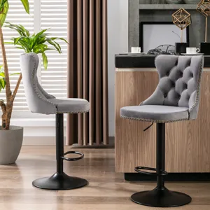 Swivel Velvet Barstools Adjusatble Seat Height , Modern Upholstered Bar Stools With Backs Comfortabl