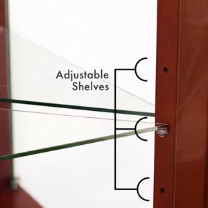 Corner Curio Dispaly Cabinet With Lights, Adjustable Tempered Glass Shelves, Mirrored Back (E26 Ligh