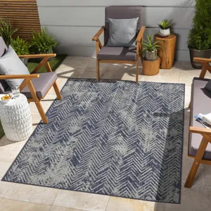 Sunshine - 2\'7\" X 7\'3\" Indoor / Outdoor, Area Rug Polypropylene - Blue