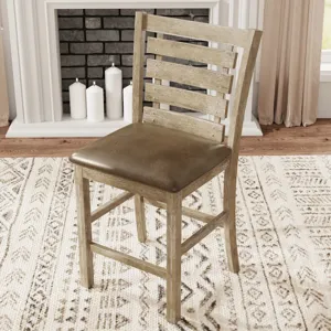 Modern Farmhouse Rustic Look Distressed Design Ladderback Dining Counter Height Chairs (Set of 2) - 
