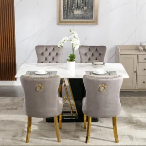 Nikki - Modern, High-End Tufted Solid Wood Contemporary Velvet Upholstered Dining Chair With Golden 