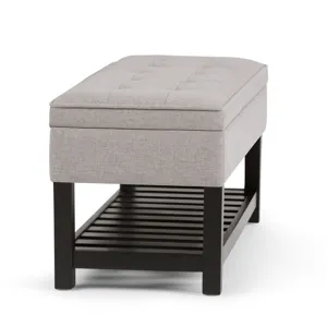 Cosmopolitan - Storage Ottoman Bench with Open Bottom - Cloud Grey