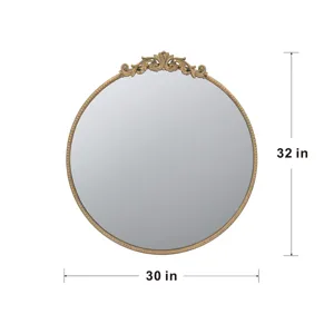 Round Wall Mounted Mirror With Metal Frame For Bathroom Living Room - Gold