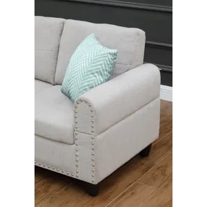 Alger - 98" Wide Left Hand Facing Sofa & Chaise With Ottoman - Light Gray