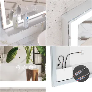 LED Bathroom Vanity Mirror, Wall Mounted Adjustable White / Warm / Natural Lights Anti-Fog Touch Swi