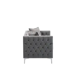 Lorreto - Velvet Loveseat - Gray