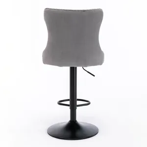 Swivel Velvet Barstools Adjusatble Seat Height , Modern Upholstered Bar Stools With Backs Comfortabl