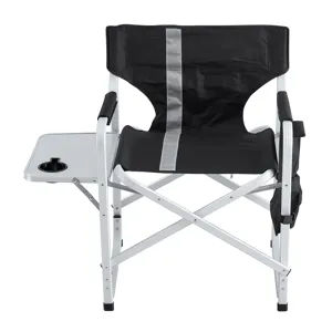 Padded Folding Outdoor Chair With Side Table And Storage Pockets, Lightweight Oversized Directors Ch